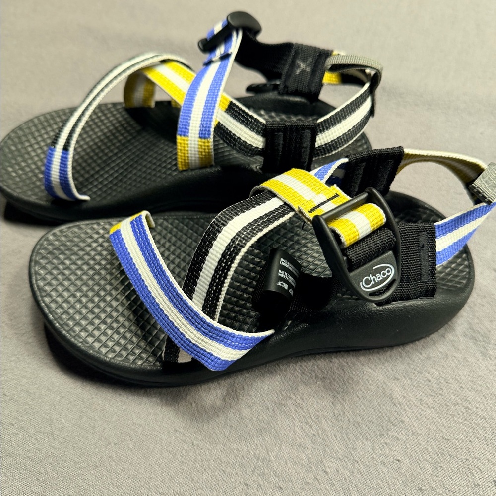 CHACO Z1 Ecotread Kids Size 13 Waterproof Sports Sandals Blue/Yellow/Black